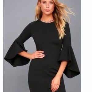 Lulus black flounce sleeve bodycon dress